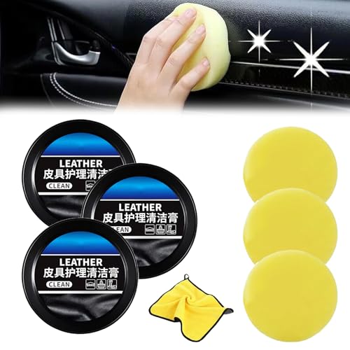 fjaldjfu Leader Cleaning and Care Cream & Cleaning Paste for Leather Care, Automotive Interior Leather Cleaning Cream, Repair Kit for Car, Car Leather Conditioner Oil Paste (3Pcs,150g) von fjaldjfu