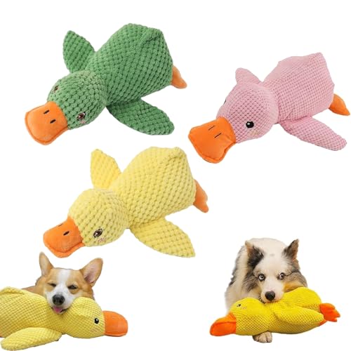 fjaldjfu Mellow Dog Calming Duck Dog Toy, Quack-Quack Duck Dog Toy, Calming Duck Toy, Yellow Stuffed Duck Dog Chew, Dogs' Emotional Support Duck, Fun Toys and Chew Toy for Any Size Dog (3pcs) von fjaldjfu