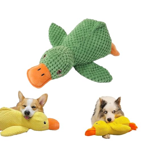 fjaldjfu Mellow Dog Calming Duck Dog Toy, Quack-Quack Duck Dog Toy, Calming Duck Toy, Yellow Stuffed Duck Dog Chew, Dogs' Emotional Support Duck, Fun Toys and Chew Toy for Any Size Dog (Green) von fjaldjfu