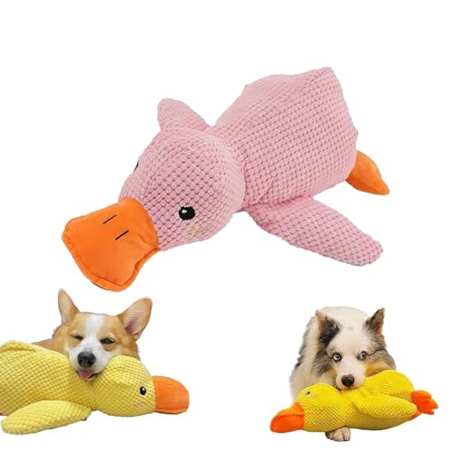 fjaldjfu Mellow Dog Calming Duck Dog Toy, Quack-Quack Duck Dog Toy, Calming Duck Toy, Yellow Stuffed Duck Dog Chew, Dogs' Emotional Support Duck, Fun Toys and Chew Toy for Any Size Dog (Pink) von fjaldjfu