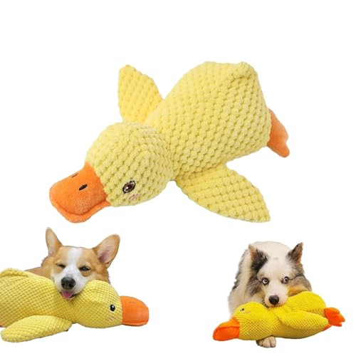 fjaldjfu Mellow Dog Calming Duck Dog Toy, Quack-Quack Duck Dog Toy, Calming Duck Toy, Yellow Stuffed Duck Dog Chew, Dogs' Emotional Support Duck, Fun Toys and Chew Toy for Any Size Dog (Yellow) von fjaldjfu