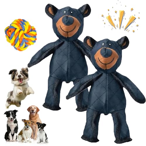 fjaldjfu Unbreaka Bear, Unzerstörbares Hundespielzeug, Robustes Unbreakable Bear 2.0, Kuscheltiere Unzerstörbares Hundespielzeug für Große Kleine Hunde, hundespielzeug für Starke kauer (2*Black) von fjaldjfu