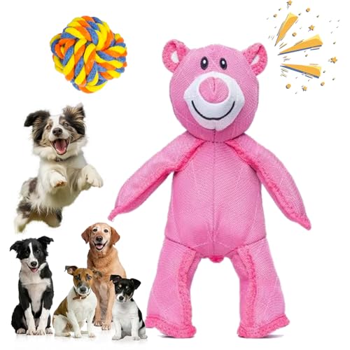 fjaldjfu Unbreaka Bear, Unzerstörbares Hundespielzeug, Robustes Unbreakable Bear 2.0, Kuscheltiere Unzerstörbares Hundespielzeug für Große Kleine Hunde, hundespielzeug für Starke kauer (2*Pink) von fjaldjfu