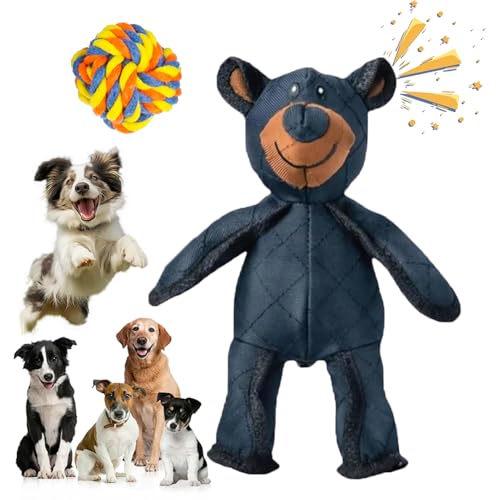 fjaldjfu Unbreaka Bear, Unzerstörbares Hundespielzeug, Robustes Unbreakable Bear 2.0, Kuscheltiere Unzerstörbares Hundespielzeug für Große Kleine Hunde, hundespielzeug für Starke kauer (Black) von fjaldjfu