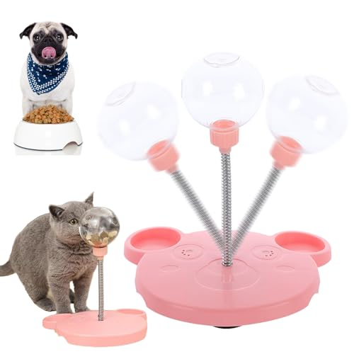 fjaldjfu Wackelndes Hunde Leckerli Spielzeug, snackball Hund Katze, futterball für Hunde Gross, Interaktiver Futterspender für Katzen Leckerli-Spielzeug (Rosa) von fjaldjfu