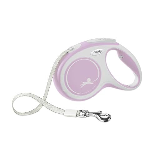 FLEXI® New Comfort einziehbare Hundeleine (Band), ergonomisch, robust und verhedderungsfrei, für Hunde bis zu 12 kg, 3 m, Größe XS, Pink/Rosa von flexi