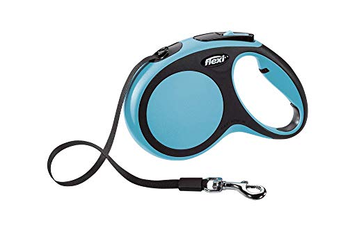 FLEXI® New Comfort einziehbare Hundeleine (Klebeband), ergonomisch, langlebig und verhedderungsfrei, für Hunde bis zu 25 kg, 4,8 m, Größe M, Blau/Pastell von flexi