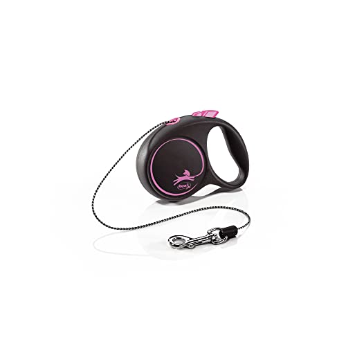 flexi® Black Design XS Seil 3 m schwarz/pink, Roll-Leine für Hunde bis 8 kg von flexi