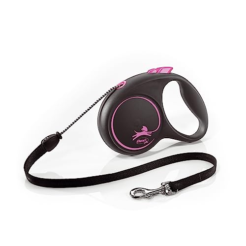 flexi® Black Design M Seil 5 m schwarz/pink, Roll-Leine für Hunde bis 20 kg von flexi