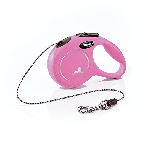 FLEXI Klassische einziehbare Hundeleine, ergonomisch, langlebig und verhedderungsfrei, für Hunde bis zu 8 kg, 3 m, Größe XS, Rosa von flexi