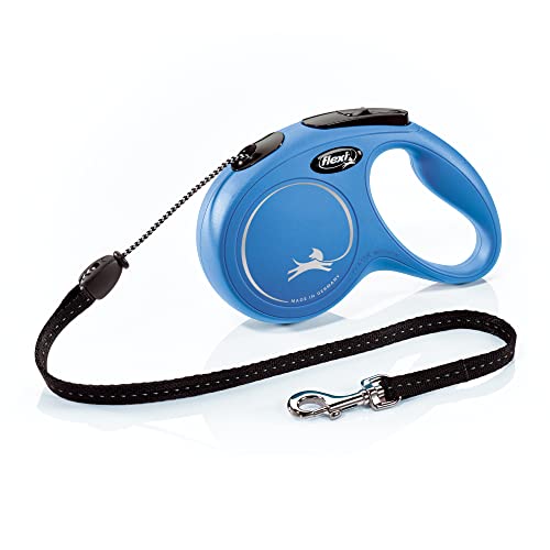 FLEXI Klassische einziehbare Hundeleine (Klebeband), ergonomisch, langlebig und verhedderungsfrei, für Hunde bis zu 20 kg, 4,8 m, Größe M, Blau von flexi