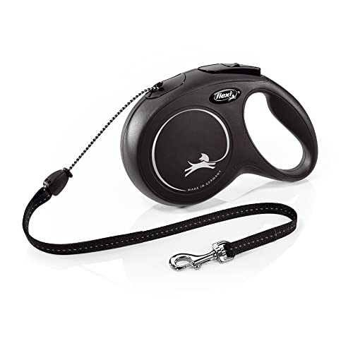 FLEXI® Klassische einziehbare Hundeleine (Katze), ergonomisch, langlebig und verhedderungsfrei, für Hunde bis zu 20 kg, 7,9 m, Größe M, Schwarz von flexi