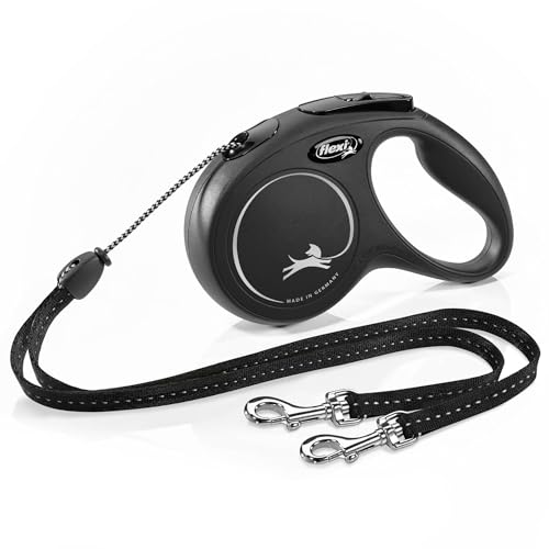 Flexi New Classic Retractable Cord Dog Leash Duo for 2 Small Dogs 16-Foot Black von flexi