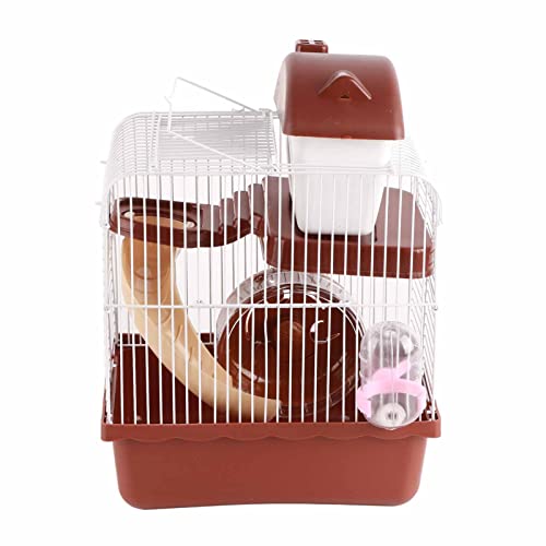 FLEXMAN 2 Stöckiger Hamsterkäfig, Abnehmbarer Hamsterkäfig mit Hohem Chassis, Kleiner Haustierkäfig für Hamster, Meerschweinchen, Kaninchen, Goldbären (Coffee) von flexman