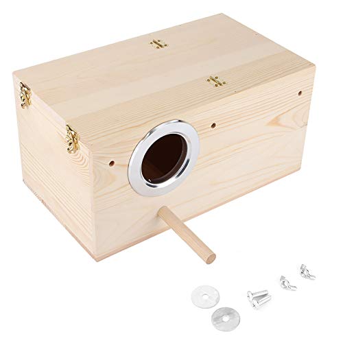 FLEXMAN Holz Vogelhäuser für Draußen mit Stange, 34,9 X 19,9 X 17 cm Große Vogelzuchtbox aus Holz, Hängende Vogelhäuschen für Den Garten für Wellensittiche, Drossel von flexman