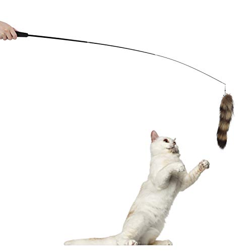 flexman Katzenstab, 38 cm bis 95 cm, Katzenstab, Spielzeugstab, Katzenspielzeug, Einziehbares Interaktives Katzenspielzeug, für Den Innenbereich, Katzenstab, Lustiger Stab von flexman