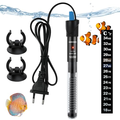 flintronic Aquarium Heizung, 100W Temperatur Einstellbare Aquarium Heizer Mit Saugnäpfen, Unterwasser Aquarium Heizungs Wasserdichter Thermostat für Aquarium, Thermostat für Fischtanks von flintronic