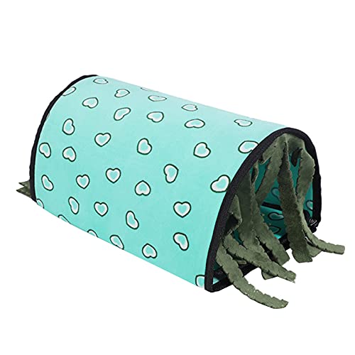 floatofly Haustier-Tunnel mit Matte, faltbares Design, Flanell, Kaninchen, Hamster, Häschen, Schlafnest, Bett, Haus für Winter, Quaste Meerschweinchen, Versteck – Blau von floatofly