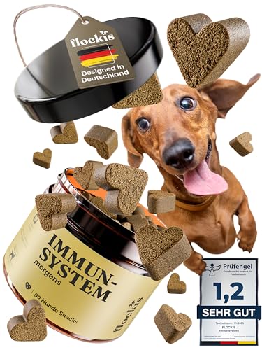 flockis - 90 IMMUNSYSTEM Snacks - Vitamine für Hunde - Vitamin B Komplex Hund - Immunsystem stärken Hund - statt Bierhefe Hund, Knochenmehl für Hunde, Seealgenmehl Hund & Fischöl für Hunde. von flockis