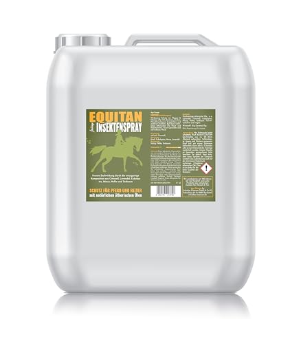 florage EQUITAN Insektenspray 5L Kanister, Natürlicher Schutz für Pferde und Reiter, Effektiv gegen Fliegen, Mücken, Bremsen, Zecken usw., Wirkung durch Ätherische Öle, Vegan, 500ml von florage