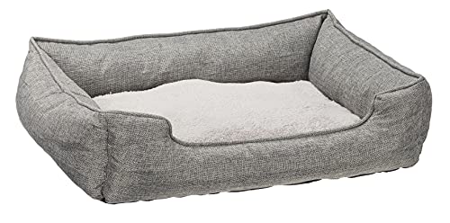 foolonli Hundebett Hundekorb Hundekörbchen Kuschelbett Hundesofa Hundekissen M Grau Haustierbett aus Polyester Leine von foolonli