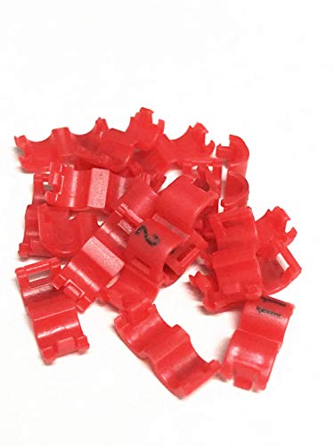 fpigeon Vogelbein-Clips für Kanarienvögel, 2,7 mm, 3 mm, 4 mm, 4,5 mm, 5 mm, offener Schnappverschluss, Anzahl Kunststoff 1–20 (4 mm, rot) von fpigeon