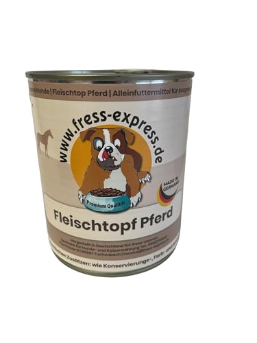 Fleischtopf Pferd I Hunde-Nassfutter I 100% Reines Pferdefleisch I Made in Germany I Getreidefrei I Hypoallergen und Schonend von fress-express