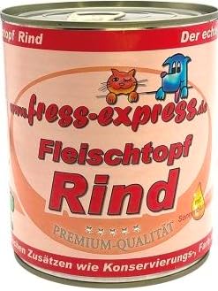 fress-express Premium Nassfutter für Hunde 6X 400g I 100% Fleisch aus Deutschland I ohne Konservierungsstoffe I Für große und kleine Hunde mit Allergien und Magen- Darm Problemen (Rindfleisch) von fress-express