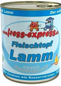 fress-express Premium Nassfutter für Hunde 6X 800g I 100% Geflügel aus Deutschland I Hundenassfutter I Für große und kleine Hunde mit Allergien und Magen- Darm Problemen (Lamm) von fress-express