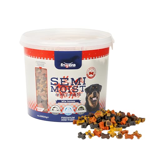 Frigera Hundesnacks, Semi-Moist Soft Treats Mix Bones (9) 3500g, Weiche Hundeleckerlis, Leckere Belohnung für Training & Zwischendurch, Ohne Zugesetzten Zucker von friGERA