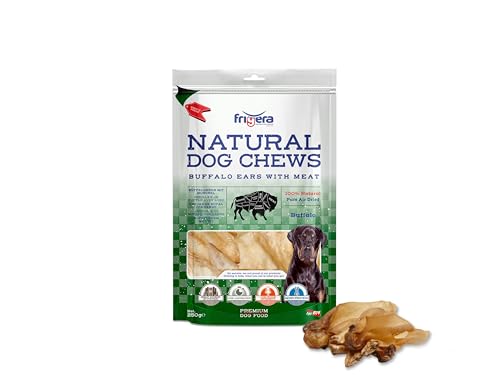 Frigera - Hundesnacks - Büffelohren mit Muschel 250g – Natürliche, Proteinreiche Leckerlis für Hunde von friGERA