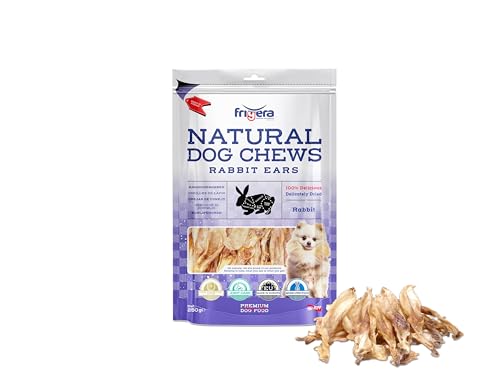 Frigera Kaninchenohren 250g – Natürliche, Proteinreiche Leckerlis für Hunde, Gluten- und Getreidefrei, Hochwertige Hundesnacks von friGERA