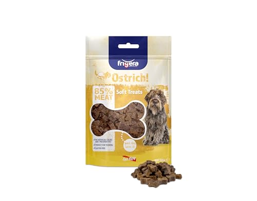 Frigera Hundesnacks, Semi-Moist Soft Treats Gluten Free High Meat Strauß 165g, Weiche Hundeleckerlis, Leckere Belohnung für Training & Zwischendurch von friGERA