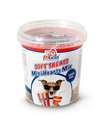 friGERA Semi-Moist Soft Treats Mini Hearts Mix (3 Verschiedene Sorten), 2er Pack (2 x 500 g) von friGERA