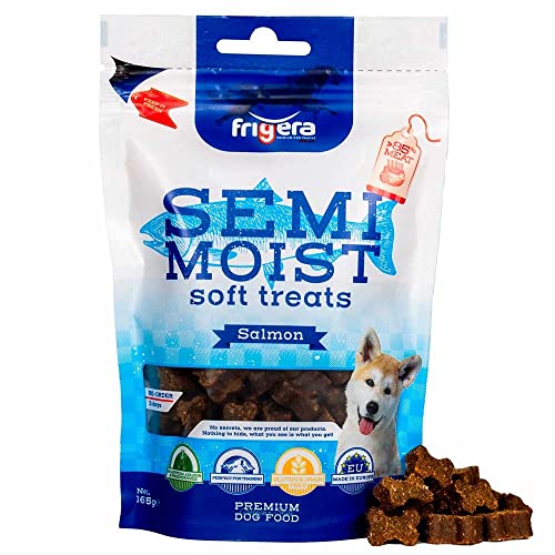 Frigera Hundesnacks, Semi-Moist Soft Treats Gluten Free High Meat Lachs 165g, Weiche Hundeleckerlis, Leckere Belohnung für Training & Zwischendurch von friGERA