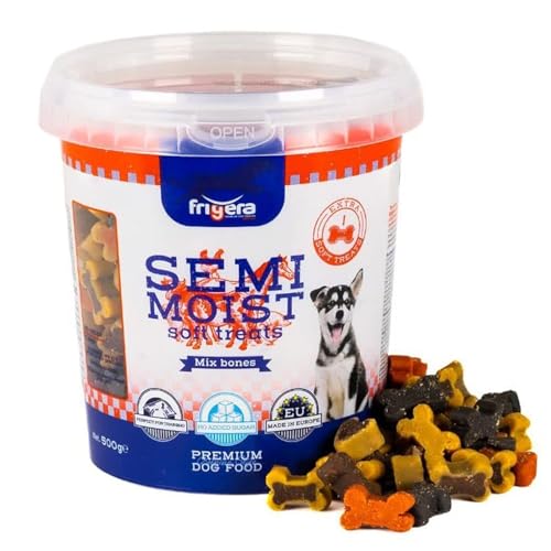 Frigera Hundesnacks, Semi-Moist Soft Treats Mix Bones 500g, Weiche Hundeleckerlis, Leckere Belohnung für Training & Zwischendurch von friGERA