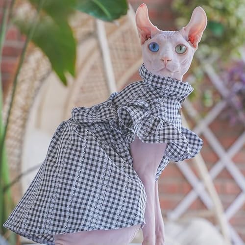 Luxuriöses kariertes Sphynx-Katzenrockkleid, Sommerkleid, Haustierkleid für Katzen, Gotas, siamesische, persische Katten, Maskotta, Kostüm, Welpen, Hundekleidung von frissin