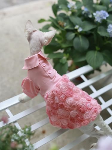 Sphynx Katzenkleid, rosa Blumenmuster, Haute Couture, Prinzessinnenkleid, Baumwollrock mit Halskragen, für den Sommer, rustikaler süßer Mantel, Haustierkleidung von frissin