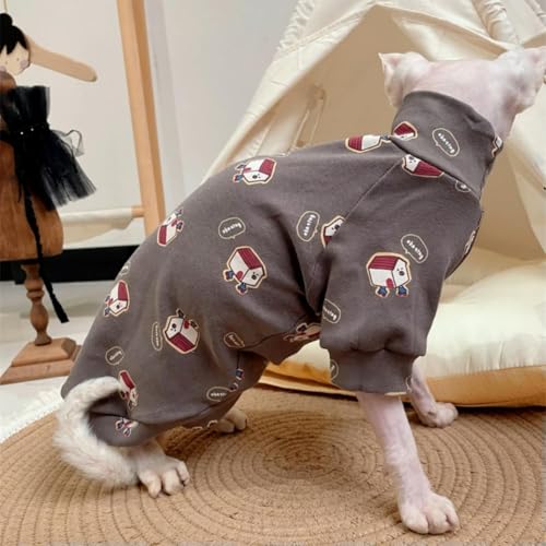 Weicher Cartoon-Mantel für Sphynx-Katzen, Winter-Sweatshirt für Kätzchen, warmer Schlafanzug für Hunde, Loungewear für haarlose Katzenkleidung von frissin