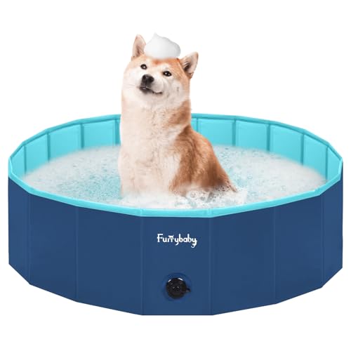 Faltbarer Hundepool für Hunde, Hunde-Polsterbecken, tragbar, für Hundebad, Kunststoff, groß, hart, Kinder-Pool (Marineblau, 100 x 30 cm) von furrybaby