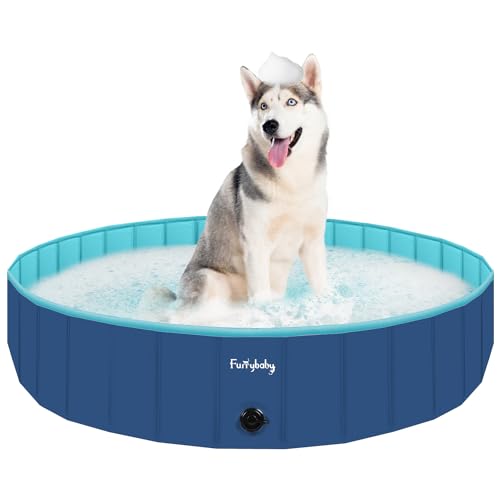 Faltbarer Hundepool für Hunde, Hunde-Polsterbecken, tragbar, für Hundebad, Kunststoff, groß, hart, Kinder-Pool (Marineblau, 160 x 30 cm) von furrybaby