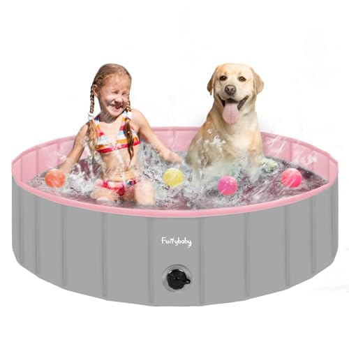 Faltbarer Hundepool für Hunde, Hunde-Polsterbecken, tragbar, für Hundebad, Kunststoff, groß, hart, Kinder-Pool (Rosa, 120 x 30 cm) von furrybaby