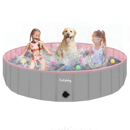 Faltbarer Hundepool für Hunde, Hunde-Polsterbecken, tragbar, für Hundebad, Kunststoff, groß, hart, Kinder-Pool (Rosa, 120 x 30 cm) von furrybaby