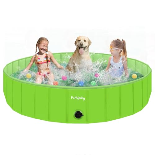 Faltbarer Hundepool für Hunde, Hunde-Polsterbecken, tragbar, für Hundebad, Kunststoff, groß, hart, Kinder-Pool (grün, 160 x 30 cm) von furrybaby