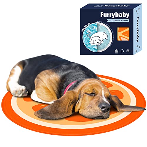 Furrybaby Kühlmatte für Hunde, selbstkühlend, Gel-Bett, große Hunde-Kühlmatten, kein Kühlschrank oder Einfrieren, für drinnen und draußen, Auto, Orange XL 65 cm von furrybaby