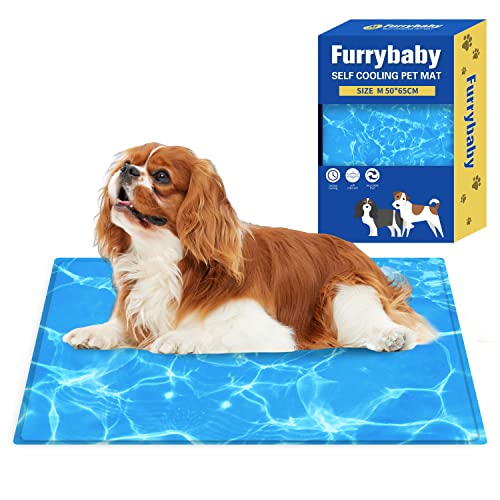 Furrybaby Kühlmatte für Hunde, selbstkühlend, Gelbett, große Hundekühlmatten, keine Notwendigkeit, Kühlschrank oder Gefrierschrank, für drinnen und draußen, Auto (Ripples Pad Square M 50 x 65 cm) von furrybaby