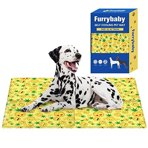 furrybaby Hunde-Kühlmatte, Haustierbett, Hundematte, selbstkühlendes Pad, kühlendes Gelbett, große Hunde-Kühlpads, keine Notwendigkeit zu kühlen oder einzufrieren, für drinnen und draußen, Auto (Gelb, von furrybaby