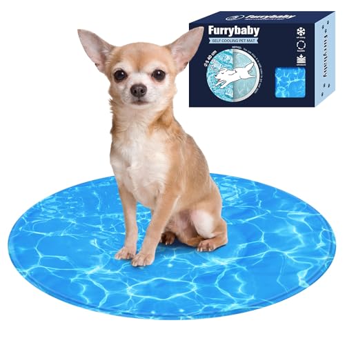 furrybaby Hunde-Kühlmatte, Haustierbett, Hundematte, selbstkühlendes Pad, kühles Gelbett, große Hunde-Kühlkissen (Ripples Pad Circle S 39 cm) von furrybaby