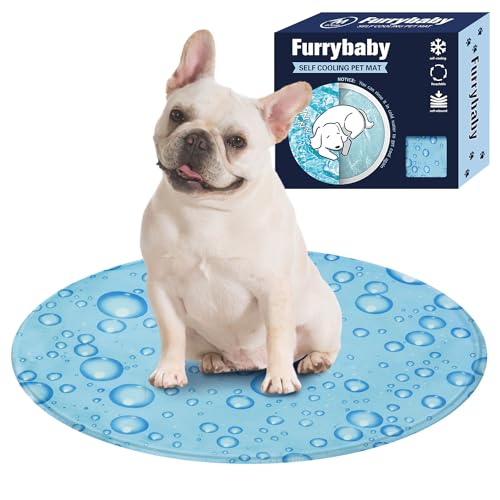 furrybaby Hunde-Kühlmatte, Haustierbett, Hundematte, selbstkühlendes Pad, kühles Gelbett, große Hunde-Kühlkissen (Tropfen-Pad, Kreis L 46 cm) von furrybaby