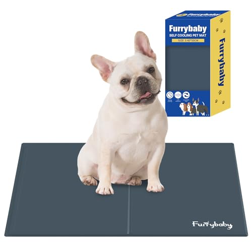 furrybaby Hunde-Kühlmatten, selbstkühlende Matte für Hunde, ungiftige Gel-Hunde-Kühlmatte, Eiskissen für drinnen und draußen, Hundebettkästen (Grau, Größe S: 40 x 50 cm) von furrybaby